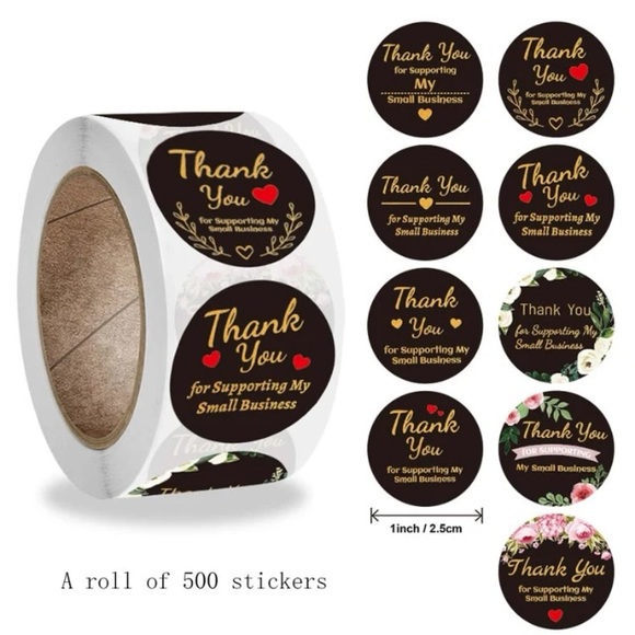 Other - 500pc Thank You For Supporting My Small Business Sticker Roll